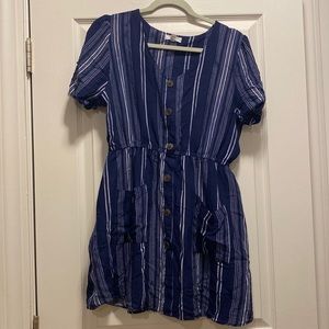 Blue and White Striped Dress